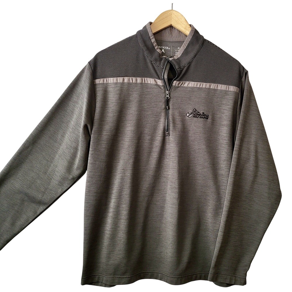 Antigua 1/4 Zip-Up Gray Long Sleeve Pullover Lake view Golf Course Men's XL
